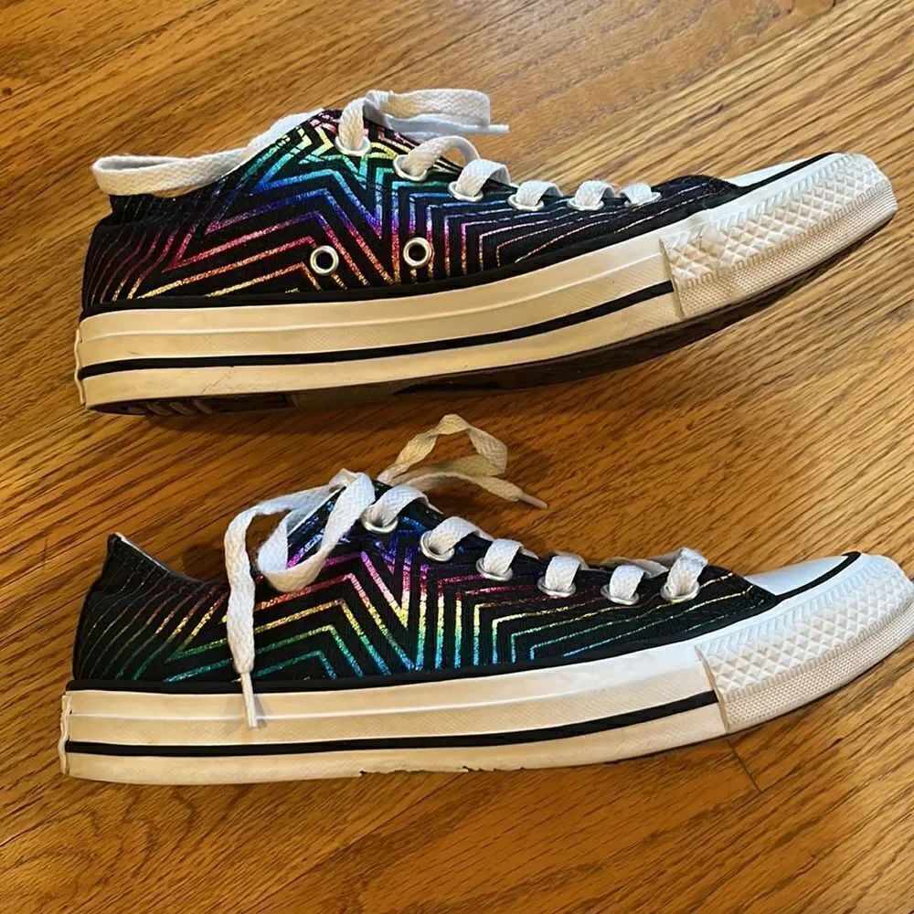 Converse Chuck Taylor All Star Ox "All Of the Stars" Women Shoes Black-White- 7M - Picture 2 of 16